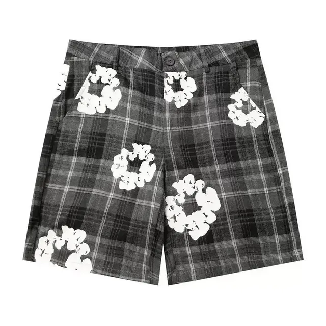 Denim Tears Plaid Shorts Floral Wreath Print