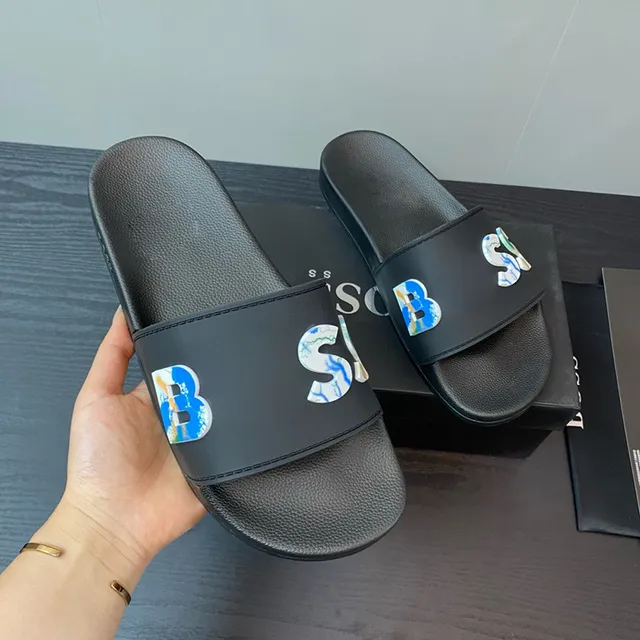 Balenciaga Slide Sandal Marbled Logo