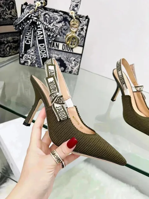 Dior J'adior Slingback Olive Corduroy with Logo Strap