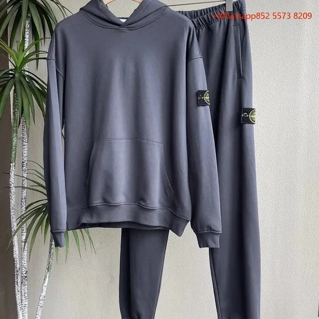 Stone Island Hoodie and Joggers Set Solid Grey