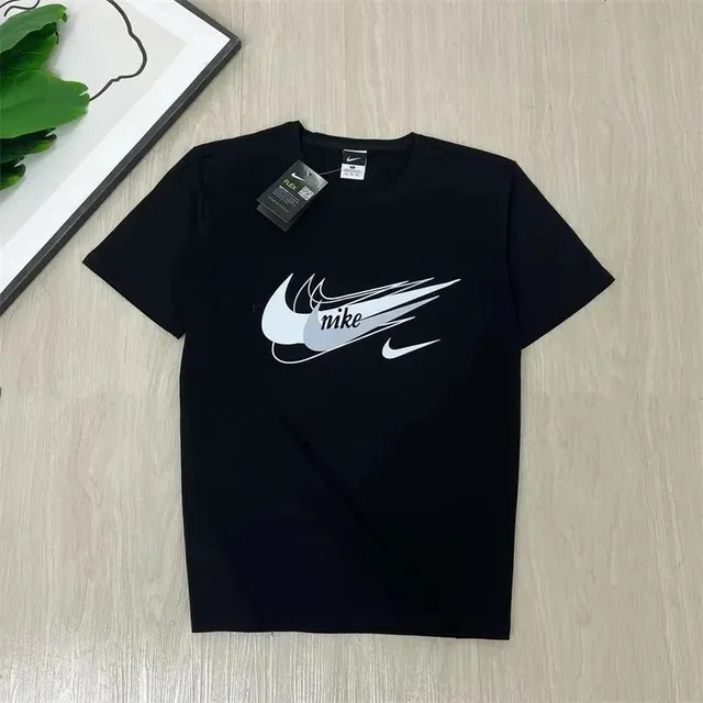 Nike Swoosh Graphic Tee Black with White Swoosh Print