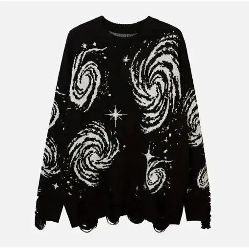 Knit Sweater Galaxy Print