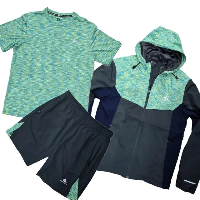 3-Piece Performance Set Heathered Green/Black Colorblock