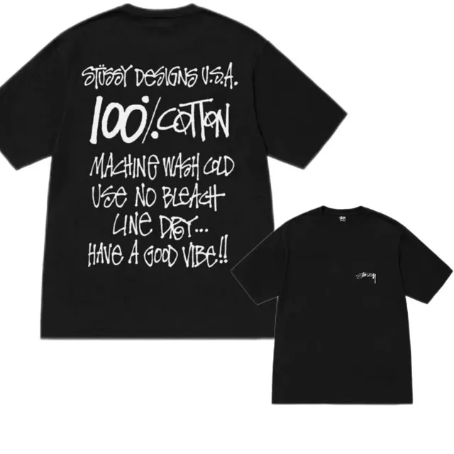 Stüssy Cotton Tee 100% Cotton Care Label Print