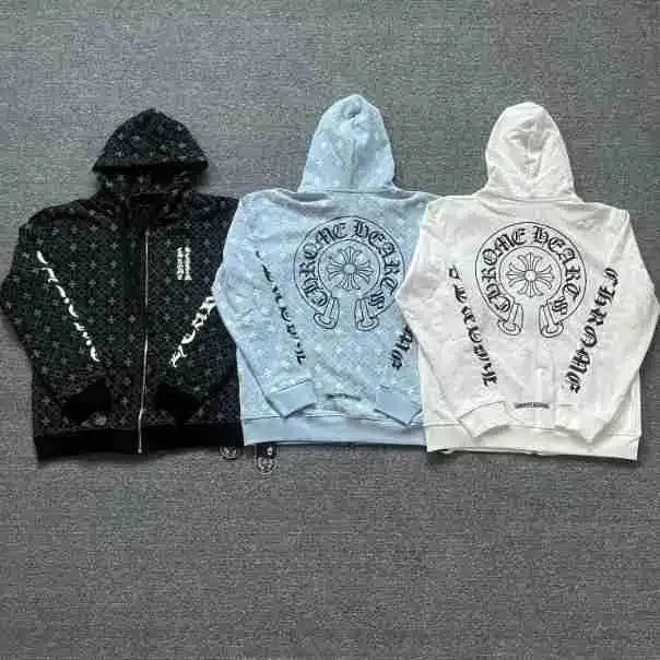 Chrome Hearts Zip-Up Hoodie Cross Logo Print