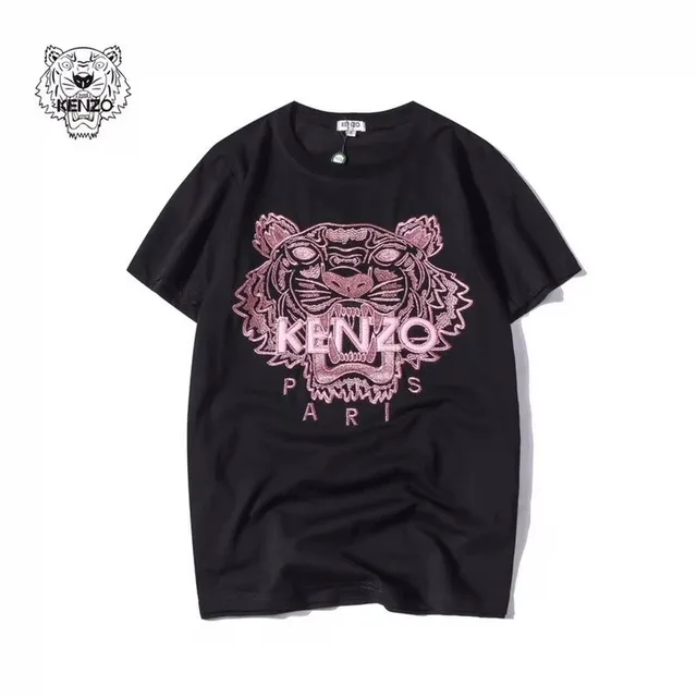 Kenzo Tiger Graphic Tee Pink Embroidered Tiger