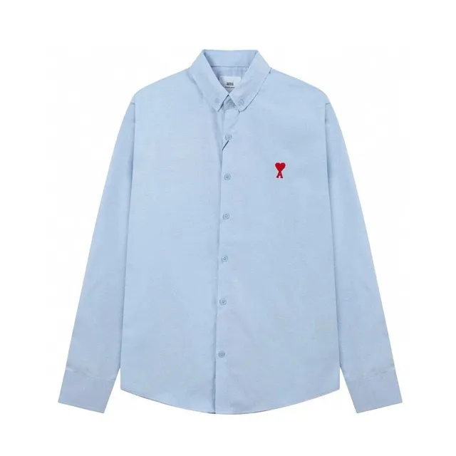 AMI Paris Oxford Shirt Red Heart Embroidery