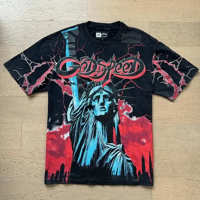 Godspeed Graphic Tee Statue of Liberty Lightning