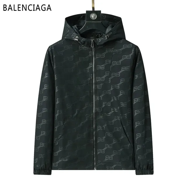 Balenciaga Logo-Print Hooded Jacket Monogram All-Over
