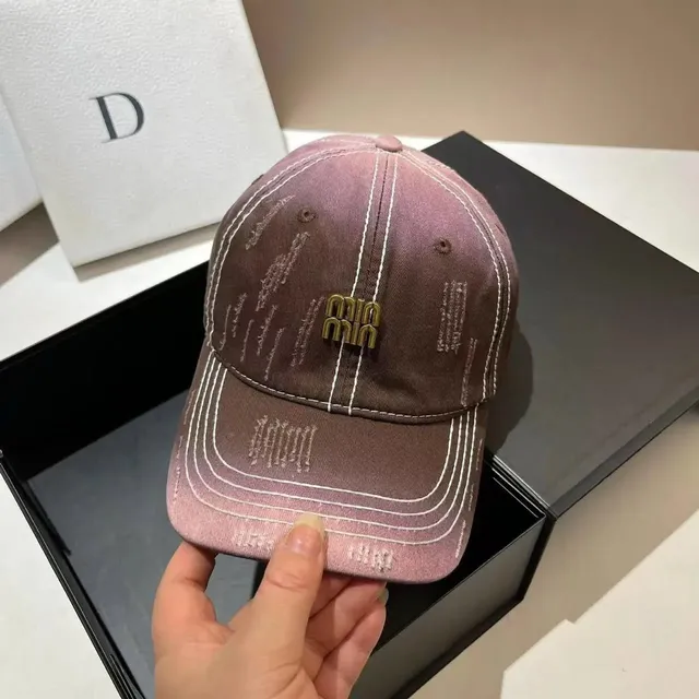 Miu Miu Baseball Cap Distressed Logo Embroidery