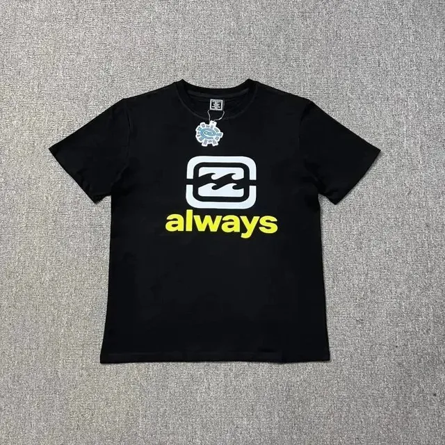 Billabong Always Logo Tee Black with White and Yellow Graphic