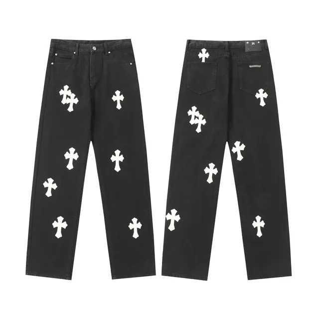 Chrome Hearts Cross Patch Jeans White Cross Appliqué