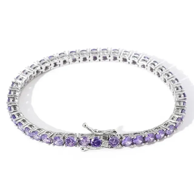 4mm-purple zircon-silver-tennis chain