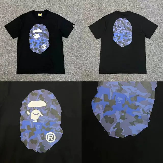 BAPE Shark Tee Blue Camo Ape Head