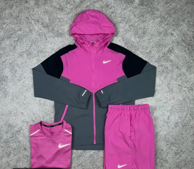 Nike Windrunner Jacket & Shorts Set Vivid Pink/Anthracite