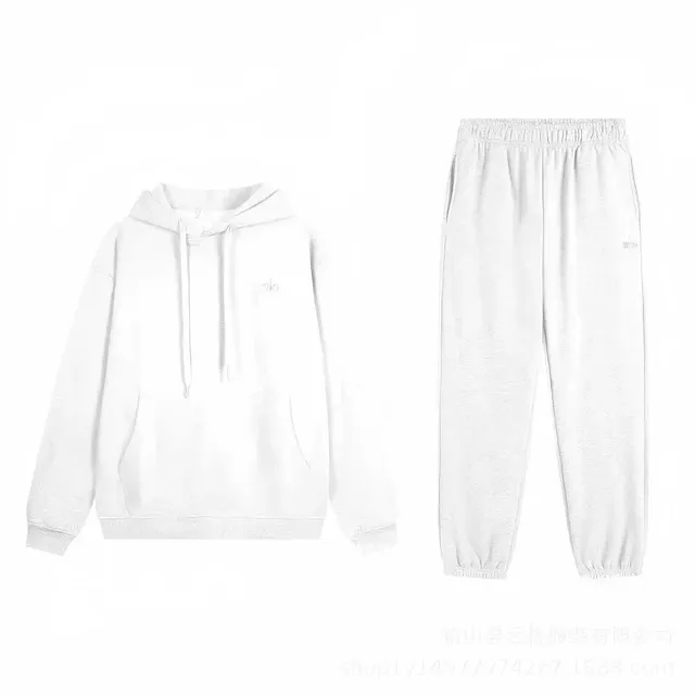 Alo Yoga Hoodie and Joggers Set Solid White