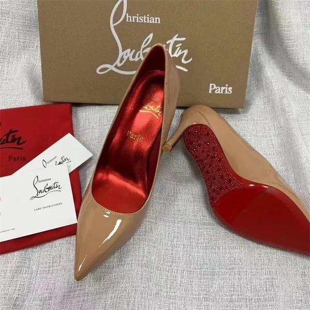 Christian Louboutin Pumps Patent Leather with Crystal-Embellished Heel