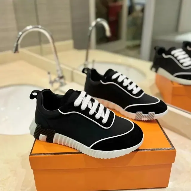 Hermès Oran Sneaker Black Suede with White Trim