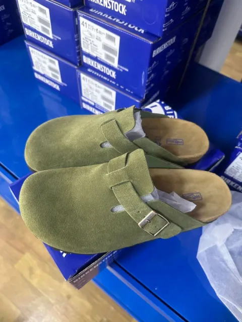 Cowhide suede army green