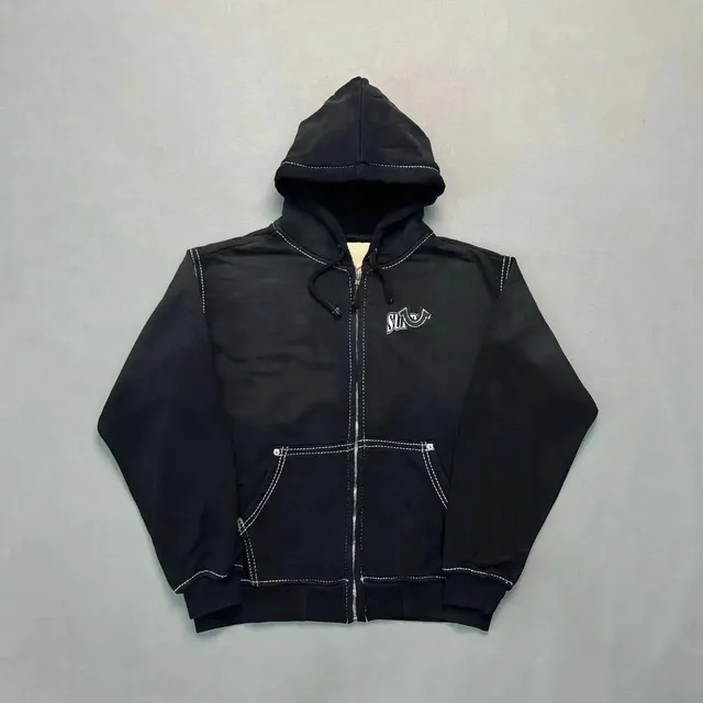 Supreme Zip-Up Hoodie White Stitching