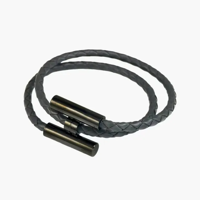 Chrome Hearts Braided Leather Bracelet Matte Black