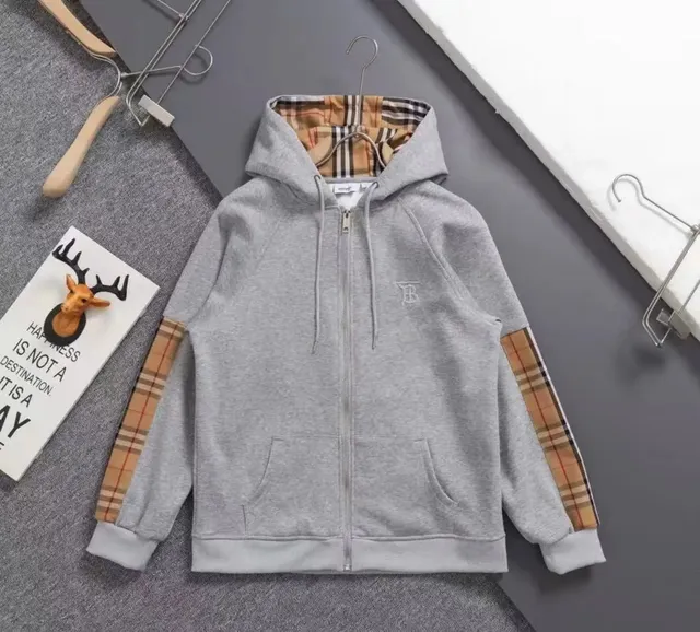 Burberry Zip-Up Hoodie Checkered Sleeve