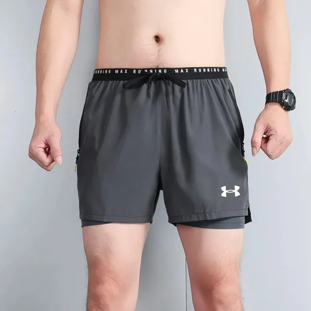 Under Armour Running 2-in-1 Shorts Grey with Black Waistband