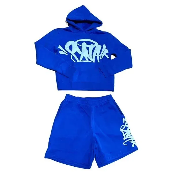 Hoodie and Shorts Set Graffiti Print