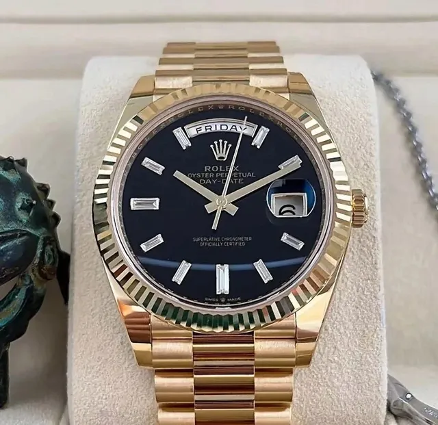 Rolex Oyster Perpetual Day-Date Baguette Diamond Hour Markers