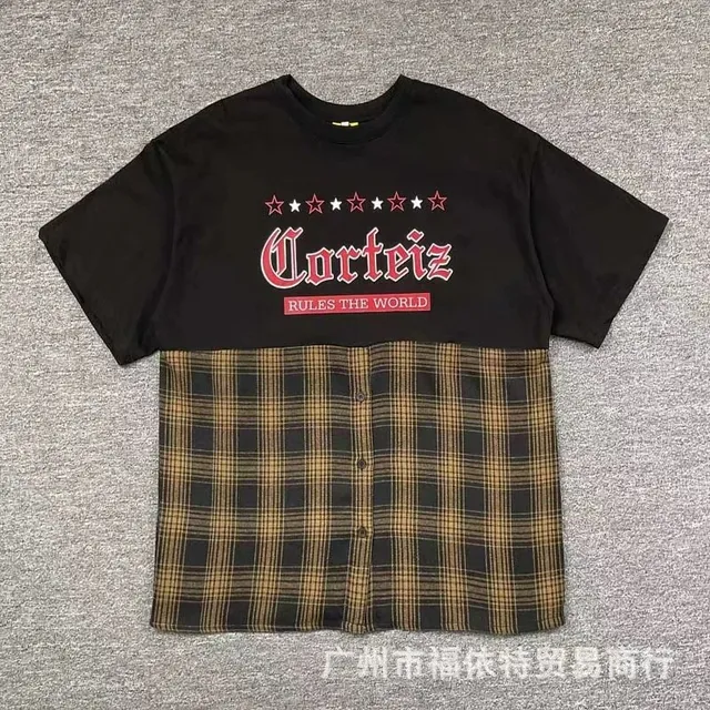 Corteiz Graphic Tee Plaid Panel