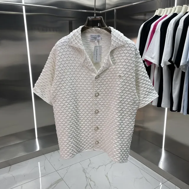 Casablanca Short-Sleeve Button-Up Shirt Scallop Knit