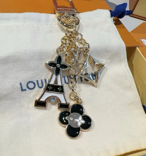 Louis Vuitton Eiffel Tower Charm Keychain Monogram Flower & LV