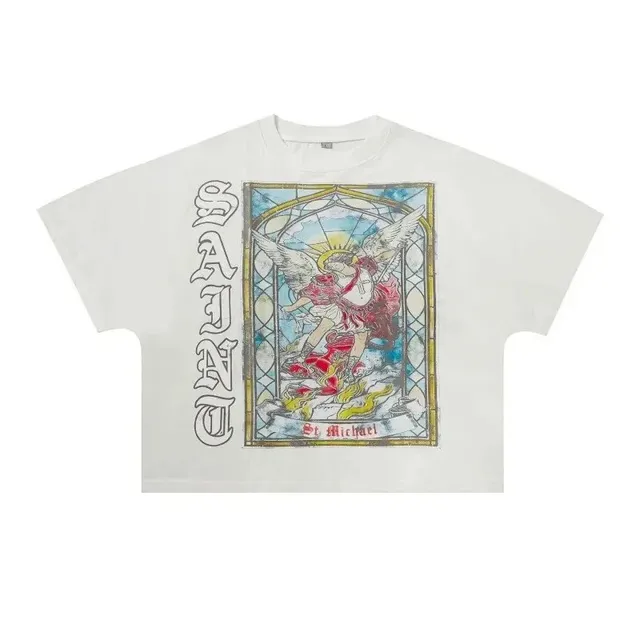 Saint Michael Graphic Tee Stained Glass Archangel Print