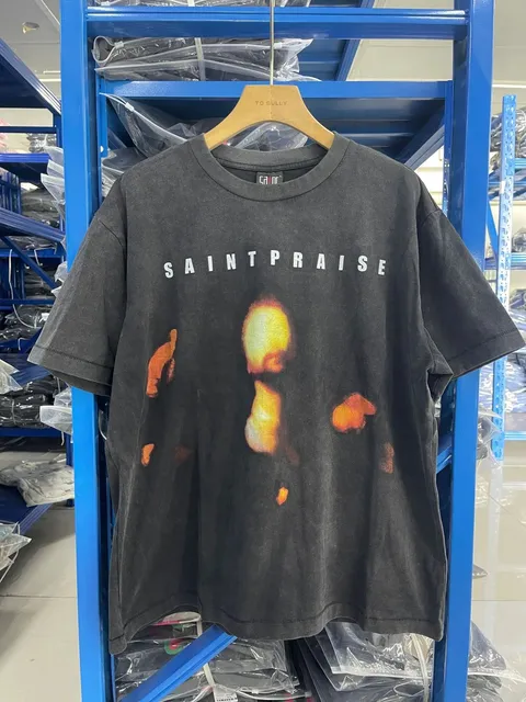 Saint Laurent SaintPraise Graphic Tee Acid Wash Print