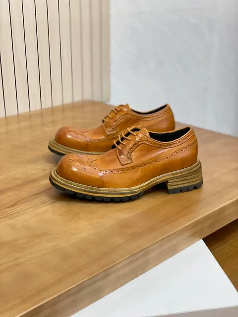 Brogue Derby Cognac Leather with Chunky Sole