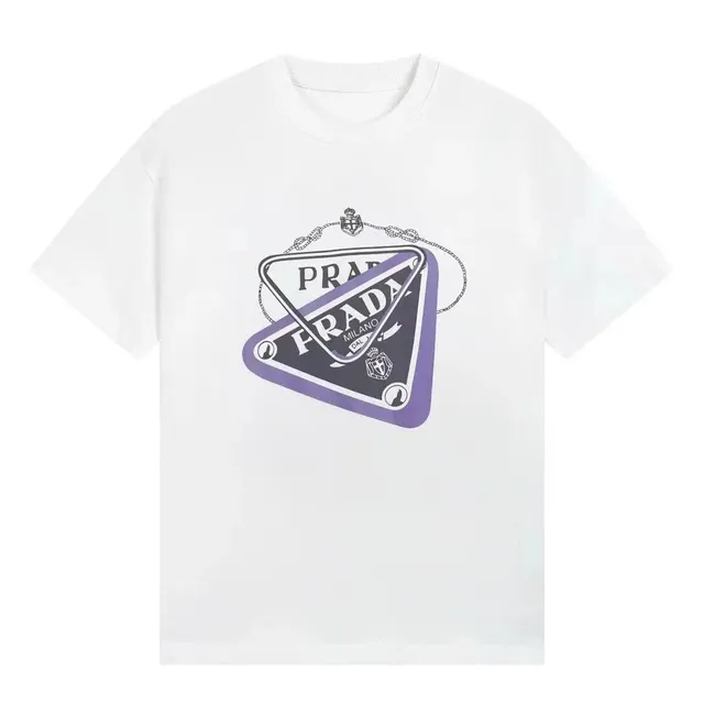 Prada Triangle Logo Tee Purple and Black Print