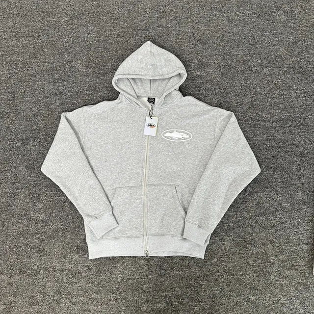 Zip-Up Hoodie Heather Grey with Oval Logo