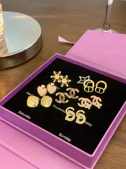 Chanel Earring Set Multi-Design with CC Logo and Crystals
