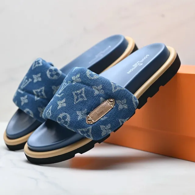 Louis Vuitton Slide Sandal Monogram Denim Blue