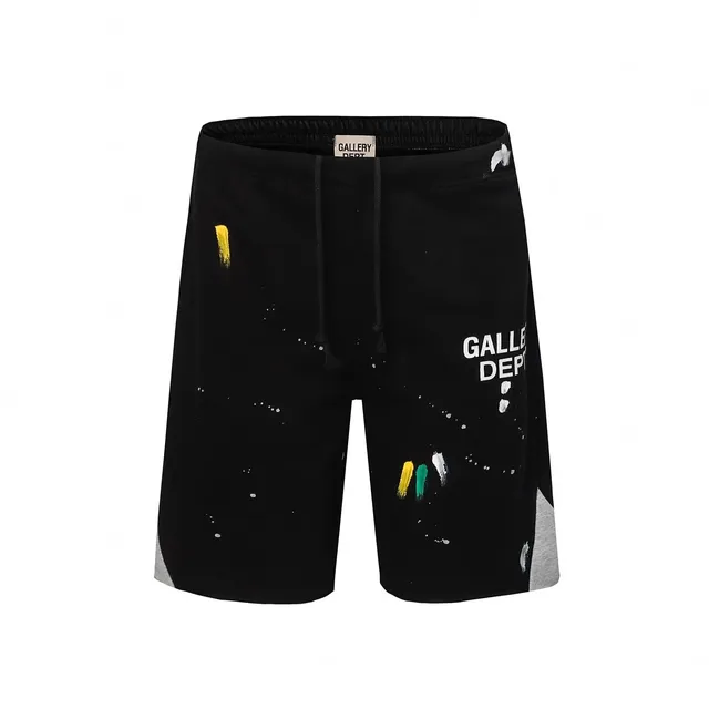 Gallery Dept. Paint Splatter Shorts Black with Multi-Color Paint Splatter