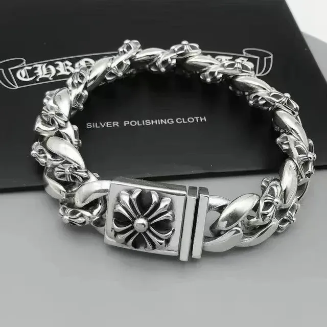 Chrome Hearts Curb Link Bracelet Cross Motif