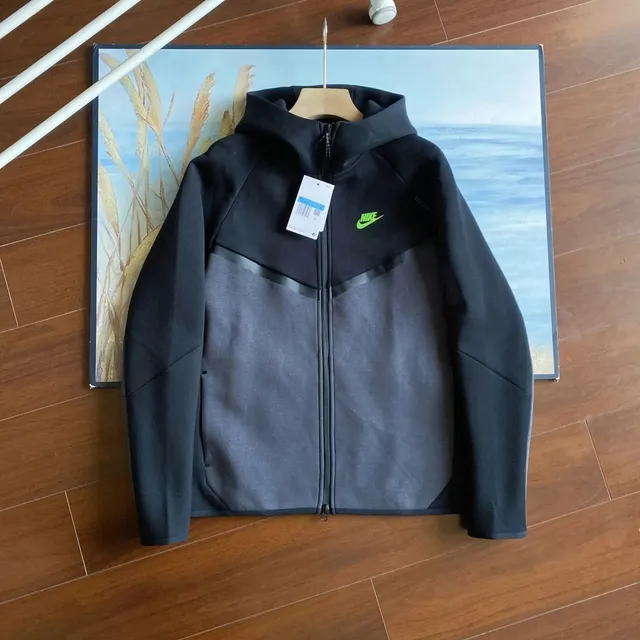 Nike Tech Fleece Hooded Jacket Black/Grey/Neon Green