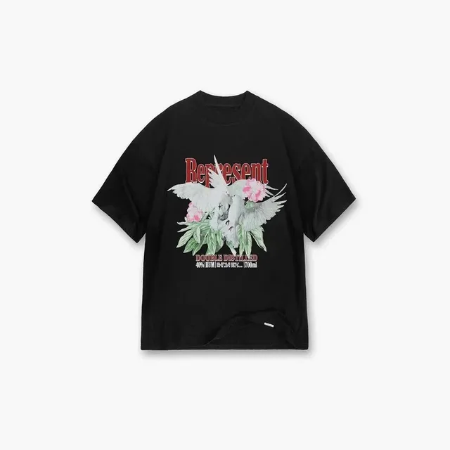 Represent Graphic Tee Dove and Floral Print