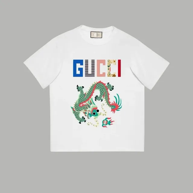 Gucci Dragon Graphic T-Shirt Multicolor Logo and Dragon Print