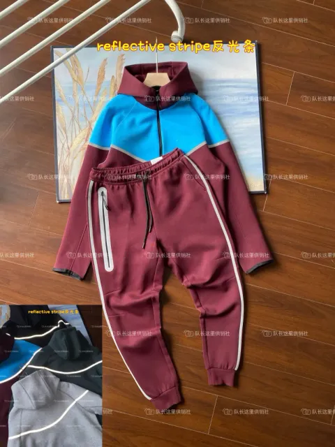 Zip-Up Hoodie and Joggers Set Reflective Stripe