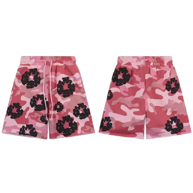 Denim Tears Camo Shorts Pink Camo with Black Logo