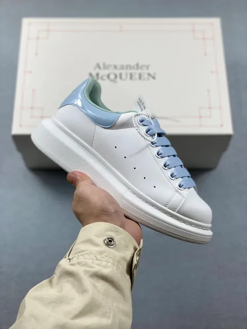 Alexander McQueen Oversized Sneaker White with Light Blue Accents