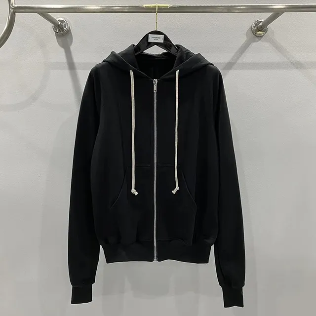 Rick Owens Zip-Up Hoodie Contrast Drawstring