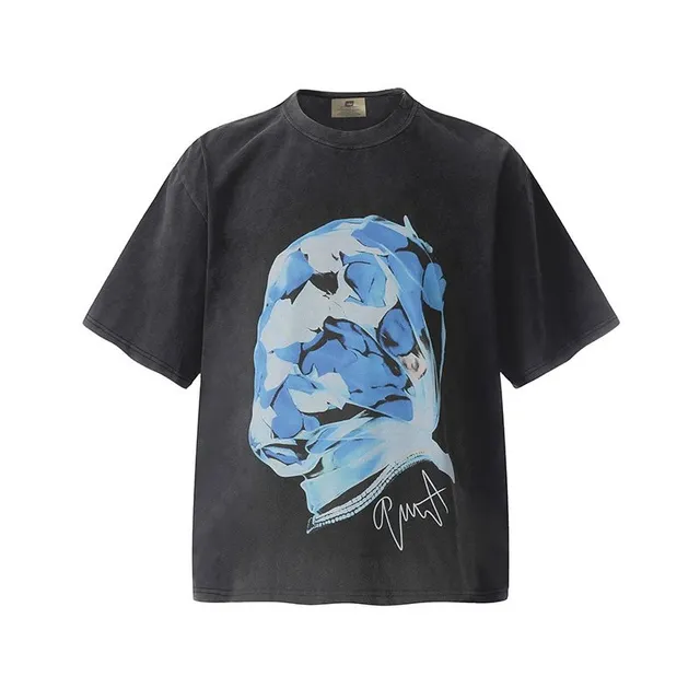 Off-White Graphic Tee Blue Skull Print