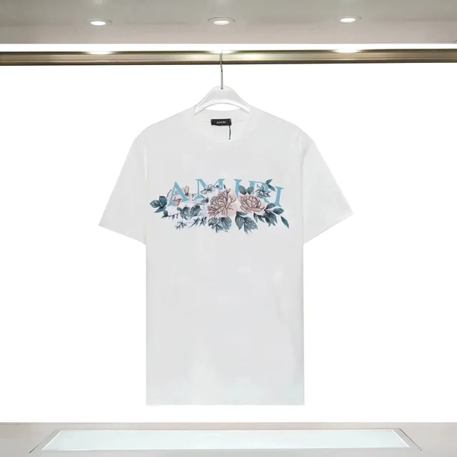 Amiri Floral Logo Tee White with Floral Print